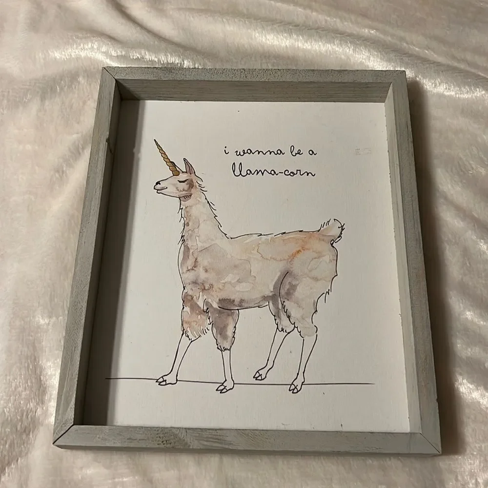 “I Wanna Be a Llama-Corn” Wooden Picture